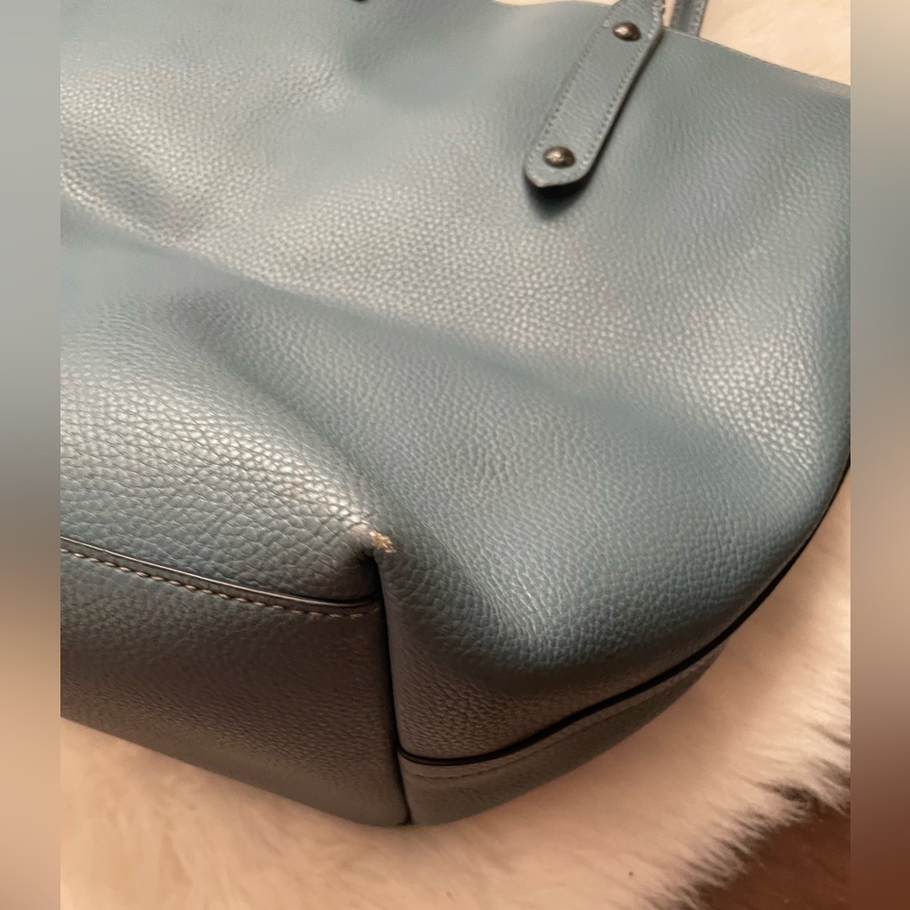 Coach Teal Leather Tote Bag - Picture 9 of 12